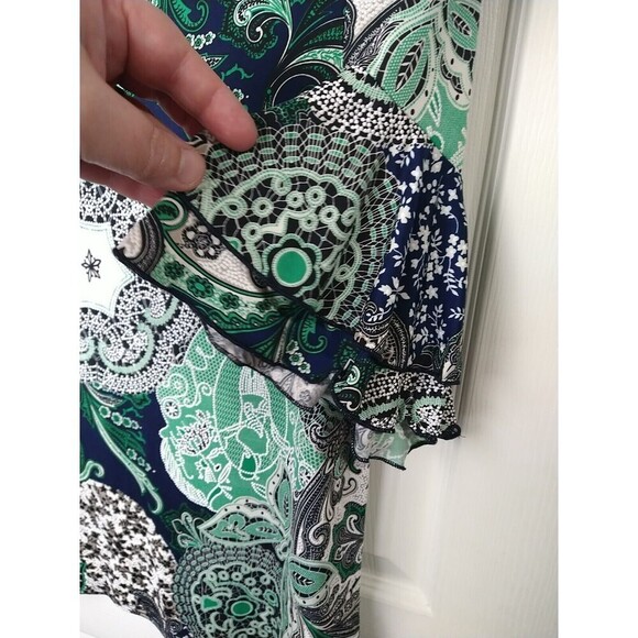 Emi & Joe Short Ruffle Sleeve V Neck Art To Wear Blouse. Size S - Picture 4 of 9